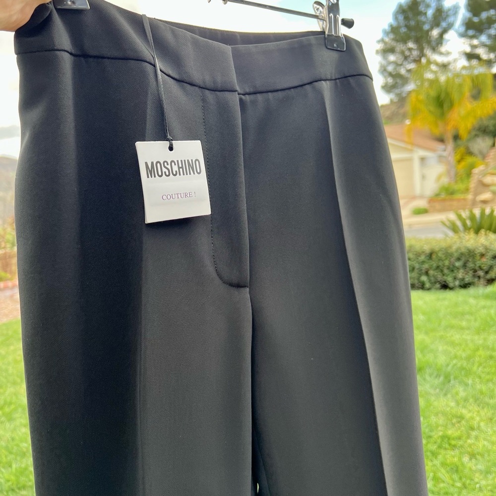 Moschino Couture Crepe Straight-Leg Pants Black Trousers Size 40 US 6 NWT - Picture 5 of 8